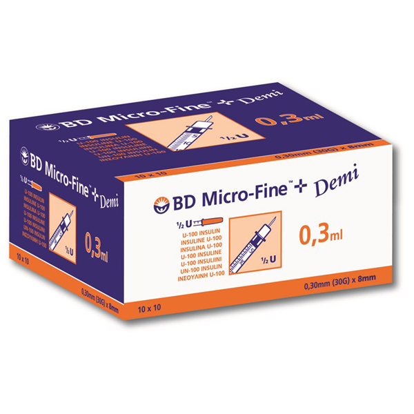 Sprøyte insulin BD MicroFine+ 30G 0,3ml 8mm