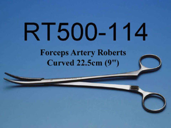 Arterieklemme Roberts buet 22,5cm engangs