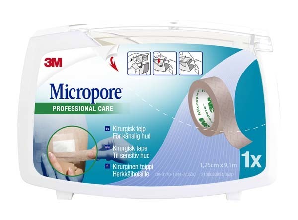 Tape kirurgisk Micropore nw m/disp 1,25cmx9,1m hud