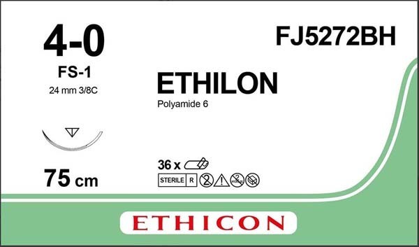 Sutur Ethilon FJ5272BH 4-0 FS-1  sort 75cm